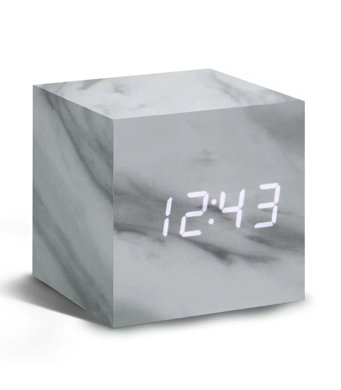 Cube Click Clock Wekker - Marmer/LED Wit 3 Cube Click Clock Wekker - Marmer/LED Wit