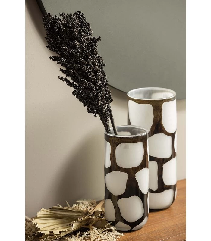 Blair Handgemaakte Vaas- Glas - Zwart/ Wit - 28x12x12 4 Blair Handgemaakte Vaas- Glas - Zwart/ Wit - 28x12x12 - Afbeelding 2