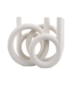 PRESENT TIME Kandelaar Rings - Polyresin - Wit - 38x14,5x30cm