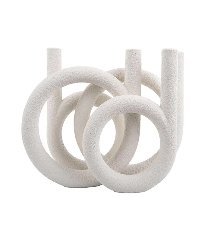 PRESENT TIME Kandelaar Rings - Polyresin - Wit - 38x14,5x30cm 3 PRESENT TIME Kandelaar Rings - Polyresin - Wit - 38x14,5x30cm