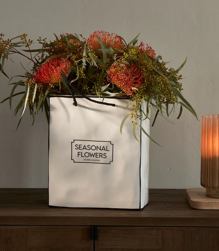 Vaas Keramiek, Bloemenvaas In Vorm Van Tas - Seasonal Flowers - Wit 4 Vaas Keramiek, Bloemenvaas In Vorm Van Tas - Seasonal Flowers - Wit - Afbeelding 2