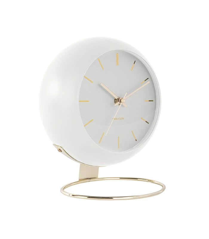 Karlsson Tafelklok Globe - Wit - 21x24,5x14cm 3 Karlsson Tafelklok Globe - Wit - 21x24,5x14cm