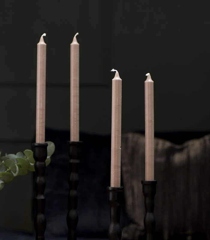 Lange Kaarsen - Dinner Candles ECO Flax 4pcs - Grijs/Beige - Set Van 2 X 4 Stuks 4 Lange Kaarsen - Dinner Candles ECO Flax 4pcs - Grijs/Beige - Set Van 2 X 4 Stuks - Afbeelding 2