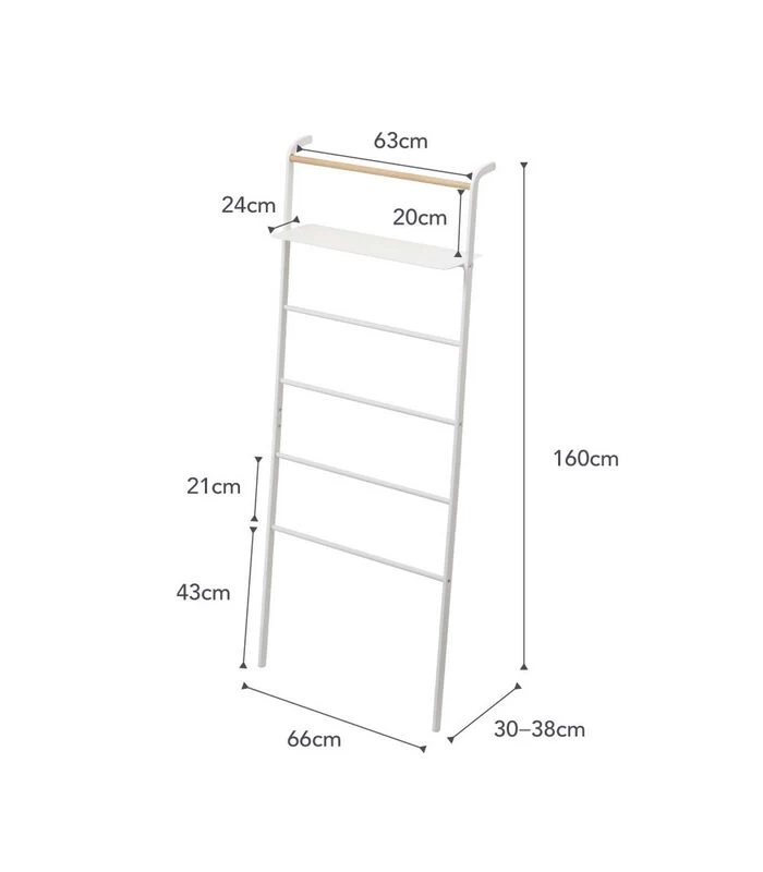 Yamazaki Ladder Hanger Wide With Rack - Tower - White 7 Yamazaki Ladder Hanger Wide With Rack - Tower - White - Afbeelding 5