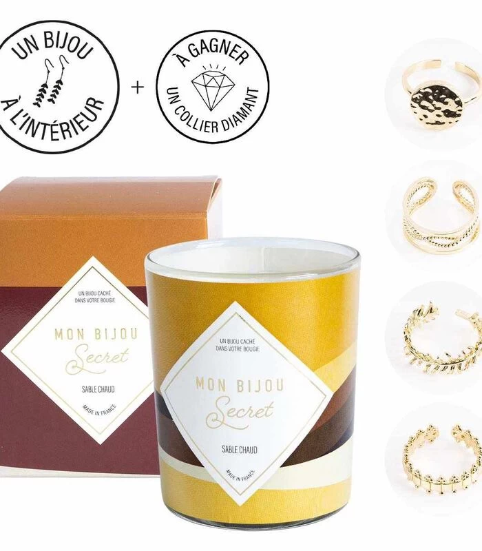 Geurkaars Zand Met Gouden Messing Ring 4 Geurkaars Zand Met Gouden Messing Ring - Afbeelding 2