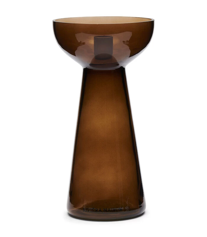 Kaarshouder Glas, Hoge Kandelaar - Amber Stone - Bruin - Maat M 3 Kaarshouder Glas, Hoge Kandelaar - Amber Stone - Bruin - Maat M