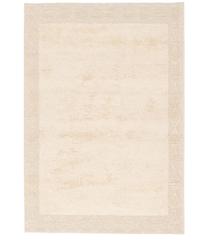 Natuurtapijt Vloerkleed Shaggy Wol Linea Border 3 Natuurtapijt Vloerkleed Shaggy Wol Linea Border