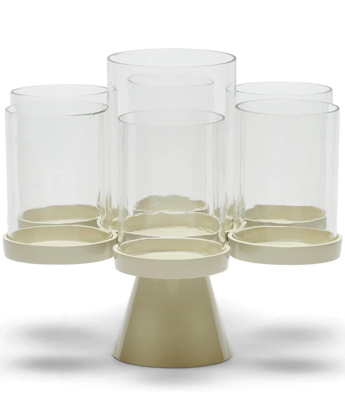 Kaarsenhouder, Windlicht, Decoratie En Stompkaarsen - Porto - Beige 3 Kaarsenhouder, Windlicht, Decoratie En Stompkaarsen - Porto - Beige