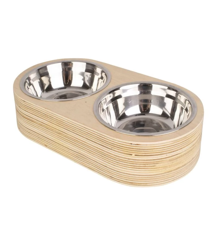 PRESENT TIME Voerbakjes Set Dinner Time - Large - Licht Hout - 18x7,8cm 3 PRESENT TIME Voerbakjes Set Dinner Time - Large - Licht Hout - 18x7,8cm