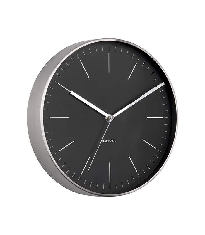 Karlsson Wandklok Minimal - Zwart, Nikkel Behuizing - Ø27,5cm 3 Karlsson Wandklok Minimal - Zwart, Nikkel Behuizing - Ø27,5cm