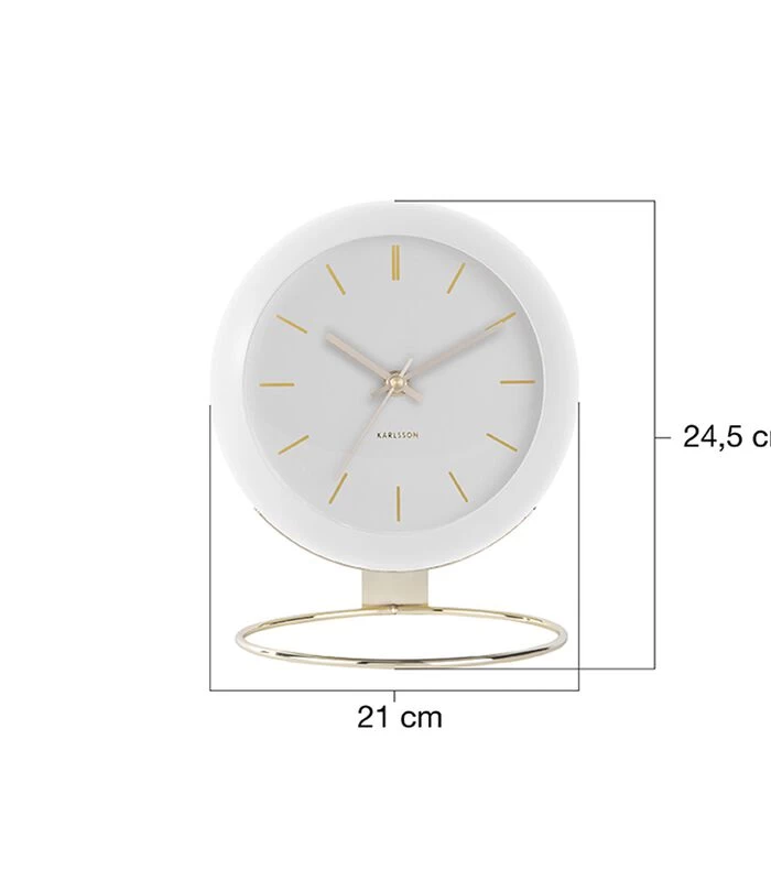 Karlsson Tafelklok Globe - Wit - 21x24,5x14cm 7 Karlsson Tafelklok Globe - Wit - 21x24,5x14cm - Afbeelding 5