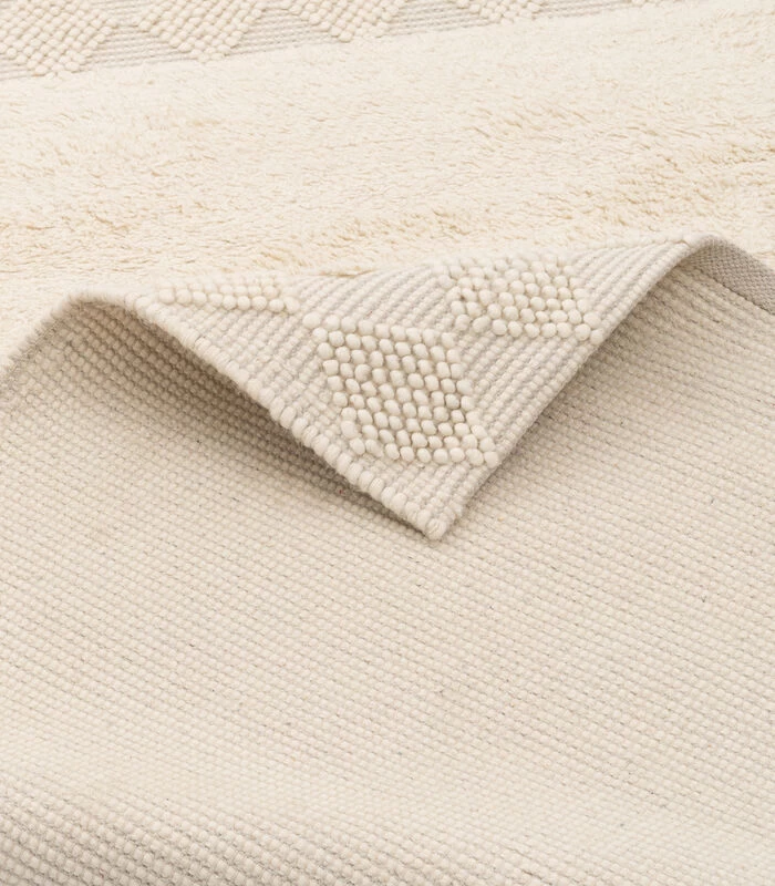 Natuurtapijt Vloerkleed Shaggy Wol Linea Border 6 Natuurtapijt Vloerkleed Shaggy Wol Linea Border - Afbeelding 4