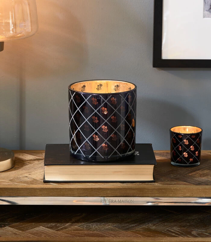 Windlicht RM Flower Donker Blauw 4 Windlicht RM Flower Donker Blauw - Afbeelding 2