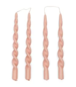 Gedraaide Dinerkaars, Set, Swirl Kaarsen - Twisted Candles - Roze