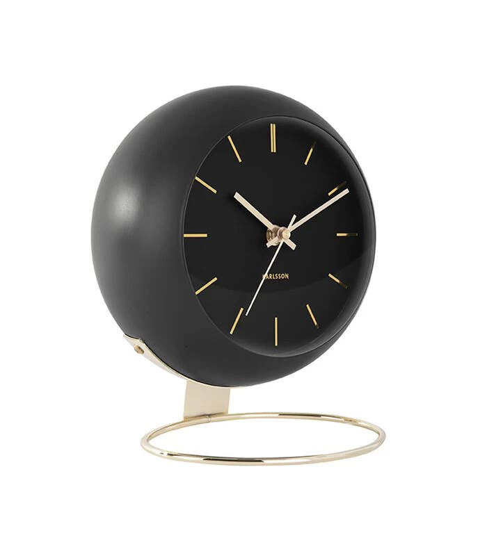 Karlsson Tafelklok Globe - Zwart - 21x24,5x14cm 3 Karlsson Tafelklok Globe - Zwart - 21x24,5x14cm