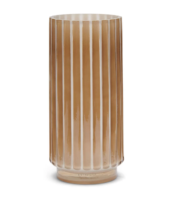 Vaas Glas Met Ribbel, Bloemenvaas Cylinder - Flamenco - Beige 3 Vaas Glas Met Ribbel, Bloemenvaas Cylinder - Flamenco - Beige