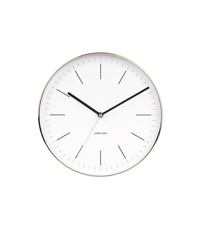 Karlsson Wandklok Minimal - Wit, Shiny Goud Behuizing - Ø27,5cm 3 Karlsson Wandklok Minimal - Wit, Shiny Goud Behuizing - Ø27,5cm