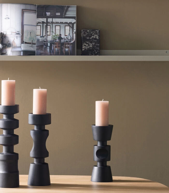 Midi Kandelaar - Mangohout - Zwart - 36x12x12 6 Midi Kandelaar - Mangohout - Zwart - 36x12x12 - Afbeelding 4