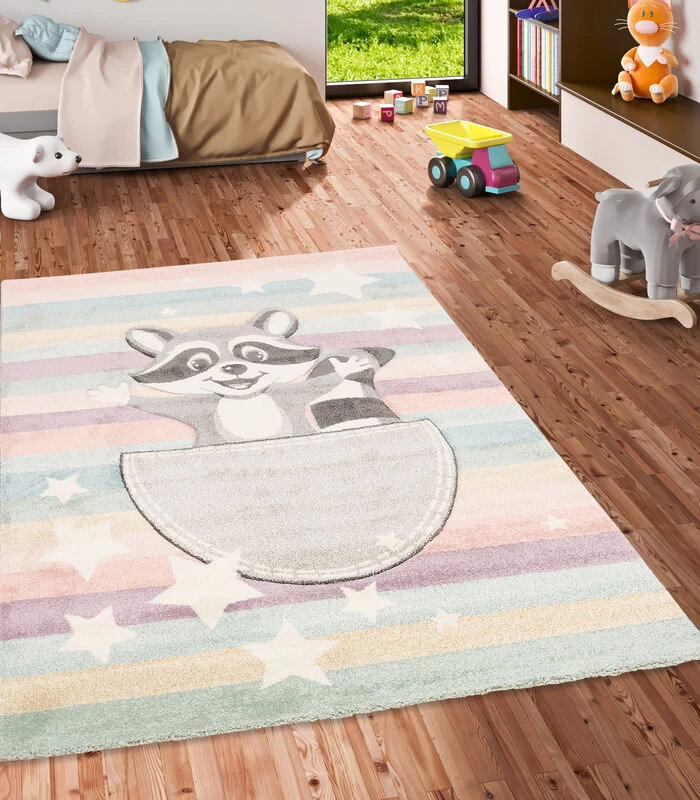 Vloerkleed Maui Kids - Tapijt Voor Kinderen - Wasbeertje 4 Vloerkleed Maui Kids - Tapijt Voor Kinderen - Wasbeertje - Afbeelding 2