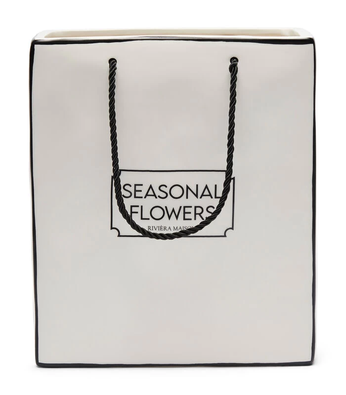 Vaas Keramiek, Bloemenvaas In Vorm Van Tas - Seasonal Flowers - Wit 3 Vaas Keramiek, Bloemenvaas In Vorm Van Tas - Seasonal Flowers - Wit