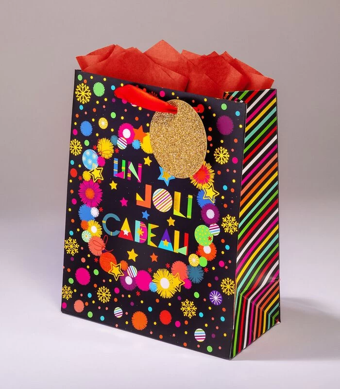 Geschenkentas PomL 20 X H 25 X P 10 Cmpompons, Flocons 3 Geschenkentas PomL 20 X H 25 X P 10 Cmpompons, Flocons