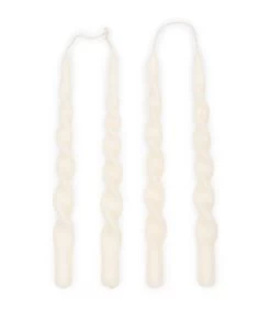 Gedraaide Dinerkaars, Kaarsenset, Swirl Kaars - Twisted Candles - Wit