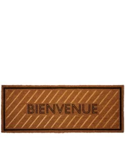 Deurmat Binnen, Kokos Droogloopmat Met Tekst - Bienvenue - Bruin