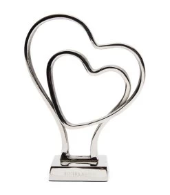 Sculptuur Hartjes Beeld Op Voet - Double Heartbeat Statue - Goud