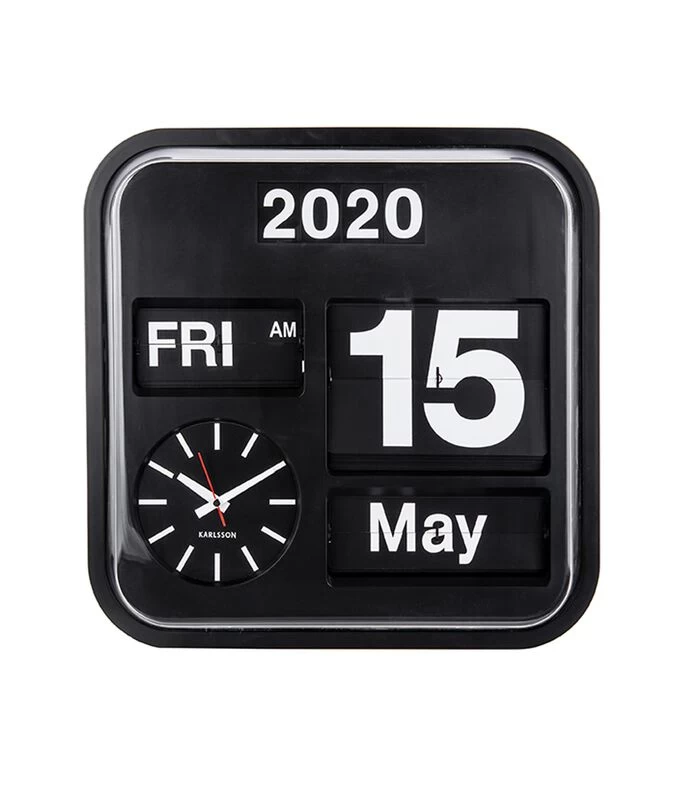 Karlsson Wandklok Big Flip - Zwart - 43x43x16cm 4 Karlsson Wandklok Big Flip - Zwart - 43x43x16cm - Afbeelding 2