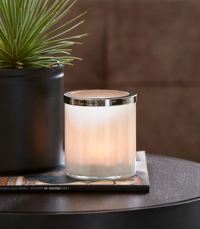 Waxinelichthouder Glas, Theelichthouder Streep - Santa Monica - Wit 4 Waxinelichthouder Glas, Theelichthouder Streep - Santa Monica - Wit - Afbeelding 2