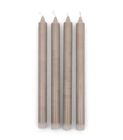 Lange Kaarsen - Dinner Candles ECO Flax 4pcs - Grijs/Beige - Set Van 2 X 4 Stuks