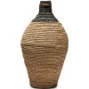 Hoge Rieten Vaas Droogbloemen, Ovaal Zwart - Sisal - Bruin /Zwart