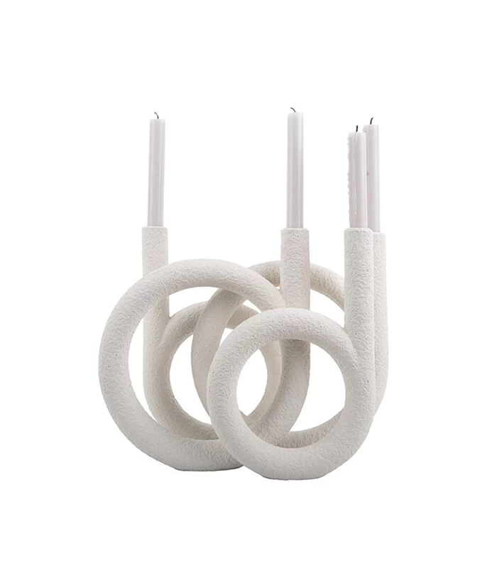 PRESENT TIME Kandelaar Rings - Polyresin - Wit - 38x14,5x30cm 6 PRESENT TIME Kandelaar Rings - Polyresin - Wit - 38x14,5x30cm - Afbeelding 4