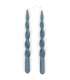 Gedraaide Kaarsen - Swirl Kaarsen - Twisted Candles - Blauw - 2 Stuks - 30 Cm