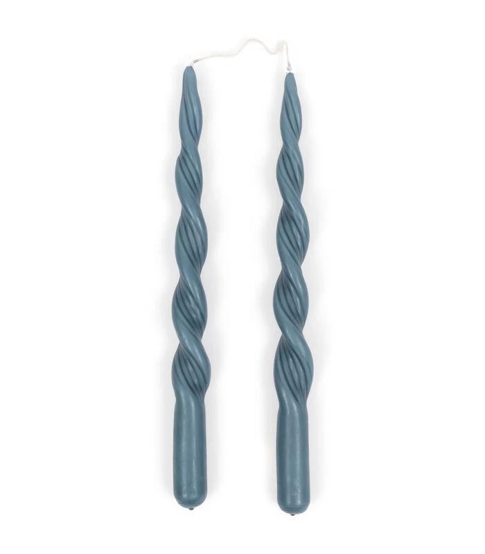 Gedraaide Kaarsen - Swirl Kaarsen - Twisted Candles - Blauw - 2 Stuks - 30 Cm 3 Gedraaide Kaarsen - Swirl Kaarsen - Twisted Candles - Blauw - 2 Stuks - 30 Cm