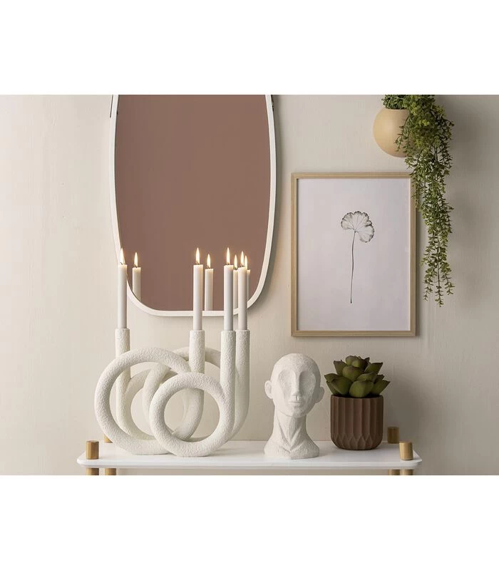 PRESENT TIME Kandelaar Rings - Polyresin - Wit - 38x14,5x30cm 5 PRESENT TIME Kandelaar Rings - Polyresin - Wit - 38x14,5x30cm - Afbeelding 3