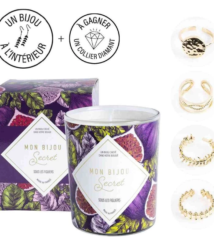 Geurkaars Vijg Met Gouden Messing Ring 4 Geurkaars Vijg Met Gouden Messing Ring - Afbeelding 2