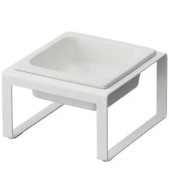 Yamazaki Pet Food Bowl Stand Single - Tower - White