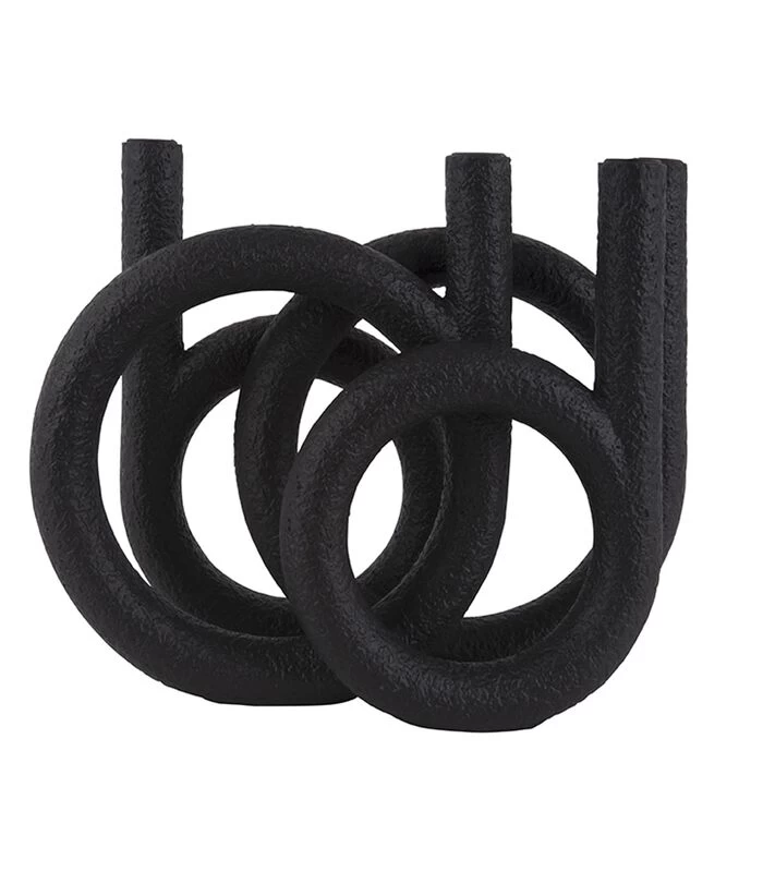 PRESENT TIME Kandelaar Rings - Polyresin - Zwart - 38x14,5x30cm 3 PRESENT TIME Kandelaar Rings - Polyresin - Zwart - 38x14,5x30cm