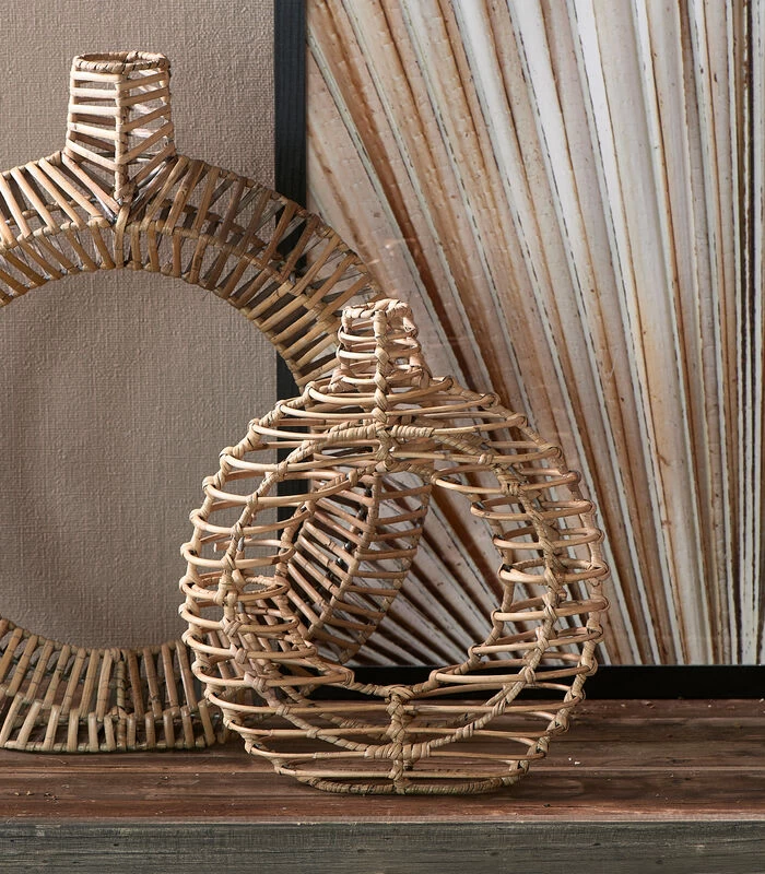 Vaas - Rustic Rattan Round Decoration Vase M - Naturel 4 Vaas - Rustic Rattan Round Decoration Vase M - Naturel - Afbeelding 2