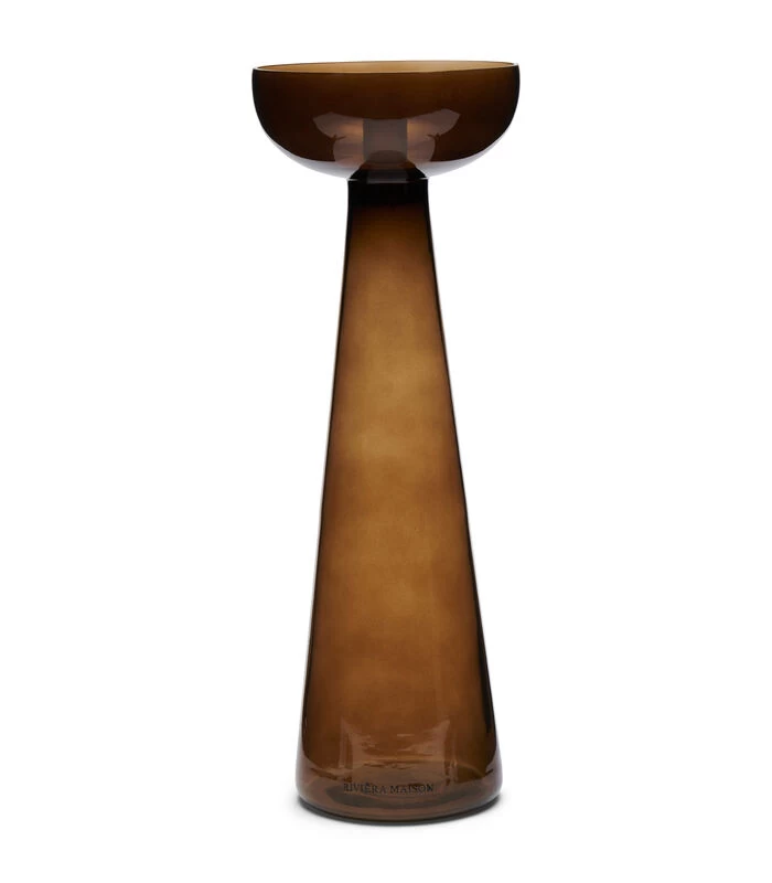 Kaarshouder Glas, Hoge Kandelaar - Amber Stone - Bruin - Maat L 3 Kaarshouder Glas, Hoge Kandelaar - Amber Stone - Bruin - Maat L