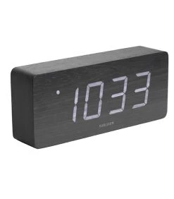 Karlsson Wekker Tube - Zwart Fineer, Wit LED - 21x9x4,5cm